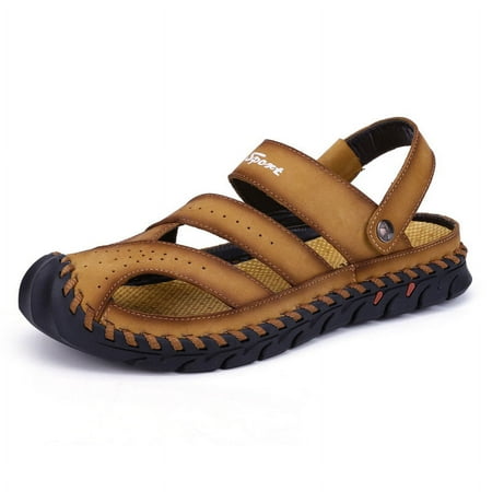 

Men s Beach Sandals Outdoor Sports Hiking Shoes Closed Toe Leather Athletic Sandals for Water Beach Boat Fishing