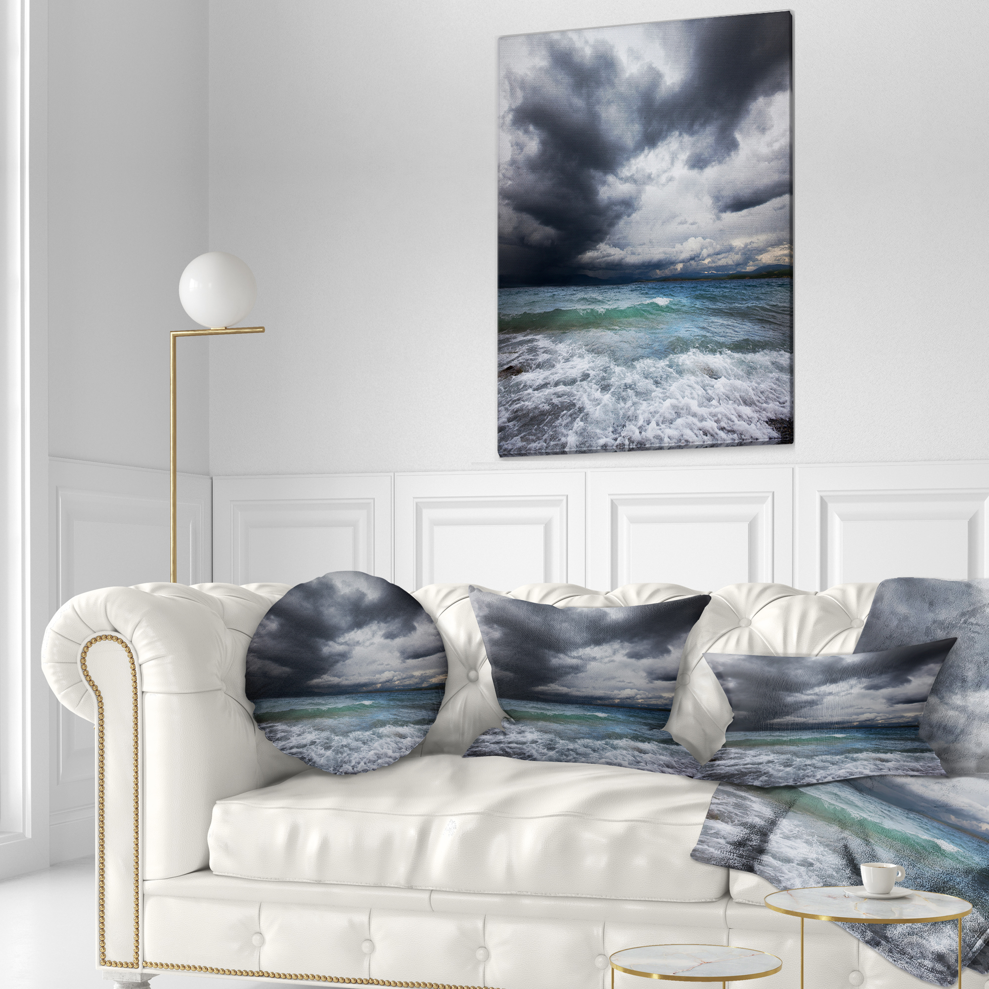 Designart 12" x 20" White Polyester Throw Pillow