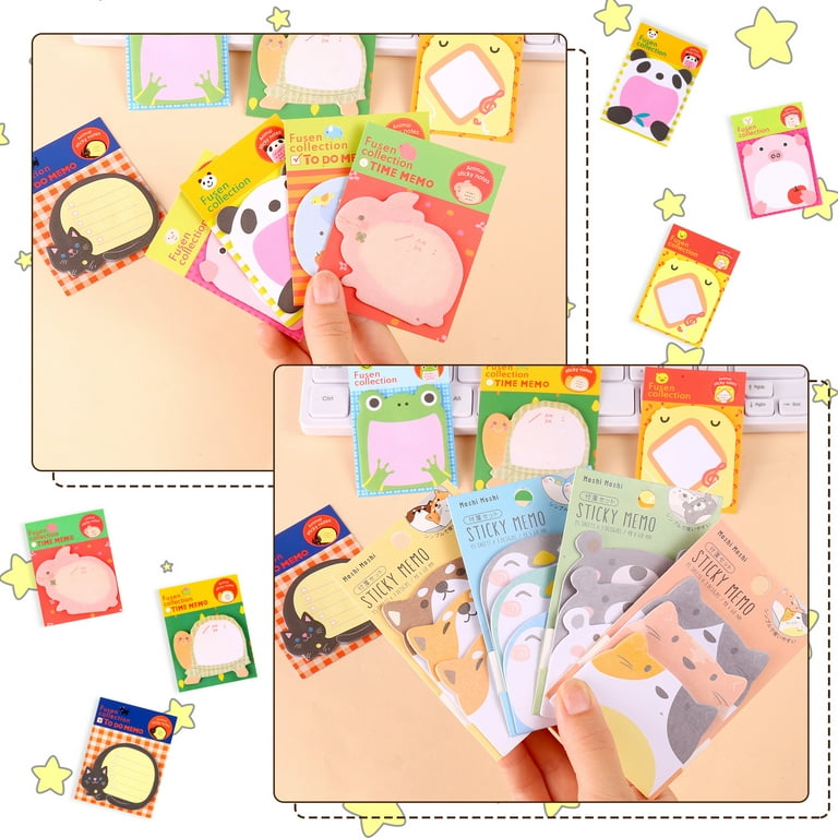 Sixwipe 30 Pcs 750 Sheets Cute Sticky Notes, Cartoon Sticky Notes, Animals Shape Sticky Notes, Self-Stick Memo Pads for Students Home Office RoomMates