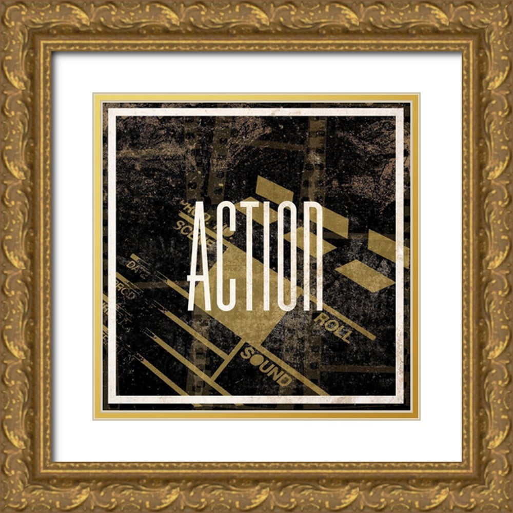 SD Graphics Studio 26x26 Gold Ornate Wood Framed with Double Matting Museum Art Print Titled - Lights Camera Action I