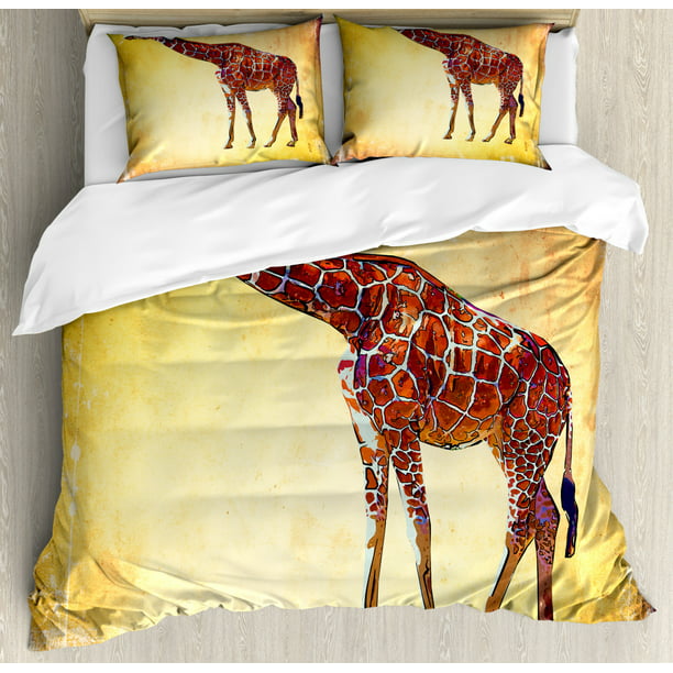 Vintage Style Ilration Watercolor, Giraffe Bed Set Twin