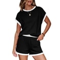thumbnail image 3 of Wiholl Womens Short Sets Two Piece Short Sets for Women Cap Sleeve lounge Black Short sets with Pocket, 3 of 9
