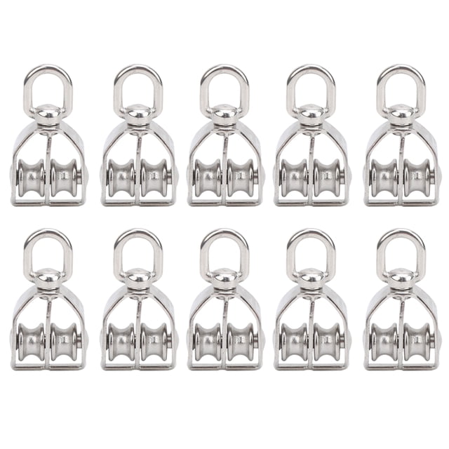 Bloc de Poulie 10PCS M15 en Acier Inoxydable Roue de Traction Robuste Double Bloc de Câble de Levage de Roue