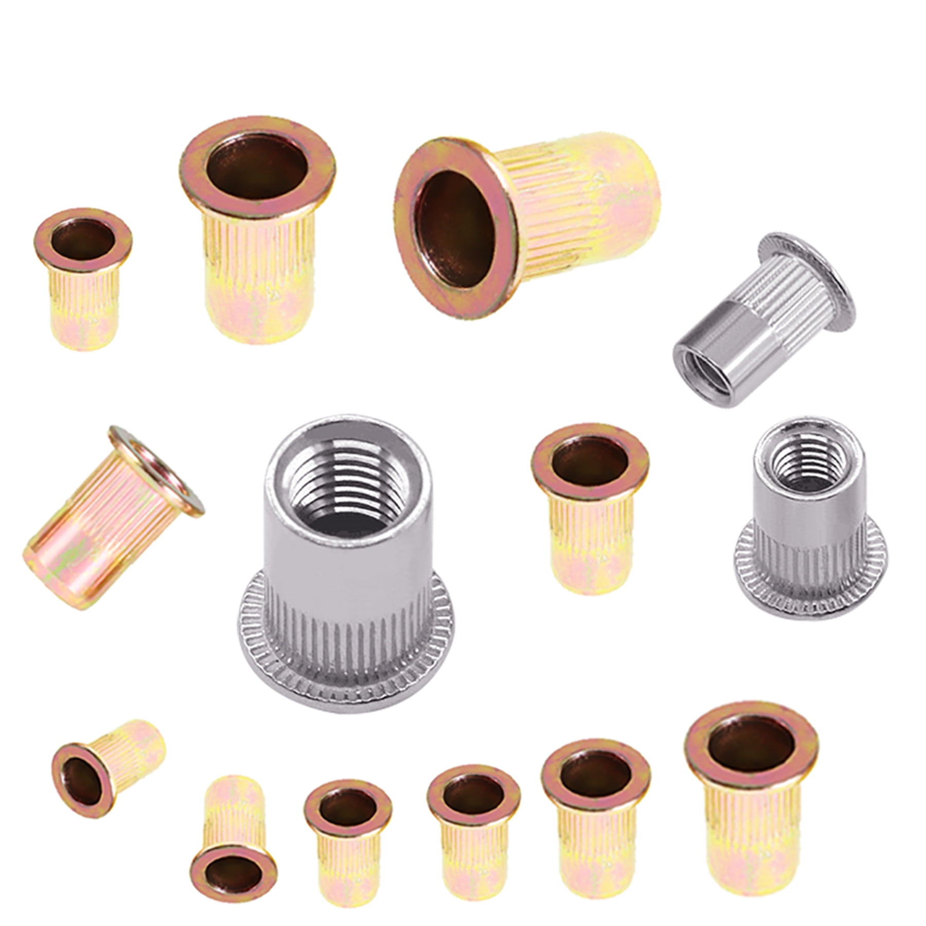 findmall 900 Pcs Rivet Nuts Kit Metric Zinc Steel, Stainless Steel, Aluminum Threaded Rivetnut Insert Nutsert Rivet Nuts Assortment Kit Including M3 M4 M5 M6 M8 M10