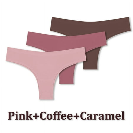 3PCS Seamless Maillard Panties Ultra-thin Brazilian panties Women Ice Silk Underwear Sexy Panty Low Waist G-string Female Solid RY
