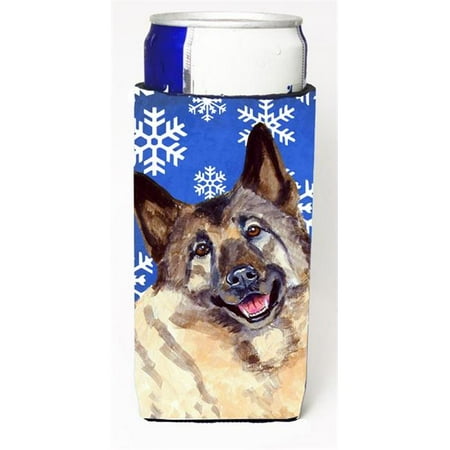 

Norwegian Elkhound Winter Snowflakes Holiday Michelob Ultra bottle sleeves For Slim Cans