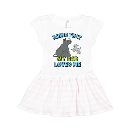 

Inktastic Rhino That My Dad Loves Me with Cute Rhinos Gift Toddler Girl Dress