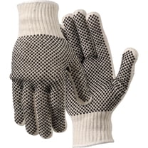 MCR Safety Poly/Cotton Large Work Gloves - Dirt, Debris Protection - Large Size - White - Ambidextrous, Elastic Wrist, Knit Wrist - 2 / Pair | Bundle of 2 Pairs