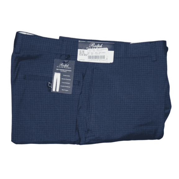 Ralph Lauren Men ComfortFlex, Classic Fit, Flat Front, Plaid Blue Pants 34x30