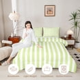 thumbnail image 4 of Manfei Geometric Stripe Queen Comforter Set,Contemporary Minimalist Comforter Sets Queen, Light Green White, Reversible 3pcs, 1 Comforter and 2 Pillowcases, 4 of 6