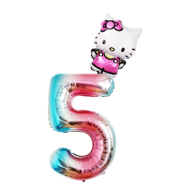 Juego de globos de aluminio de dibujos animados de Hello Kitty, decoraciones para fiesta de cumpleaños de Hello Kitty, globos con número, juguete para baby shower, 2 uds.