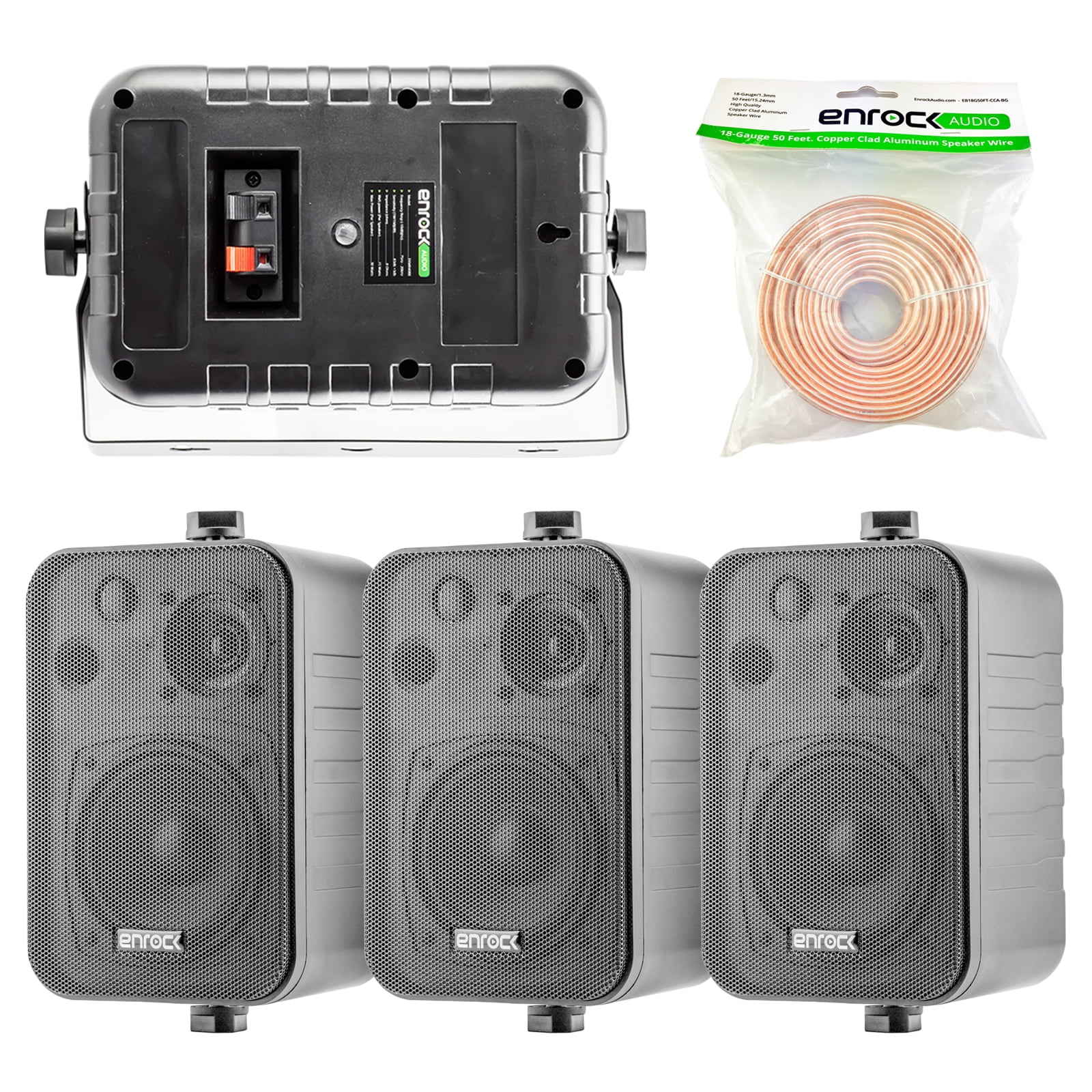 4x Speakers Bundle Package 2 Pairs of Enrock Audio EKMR408B 4Inch 200