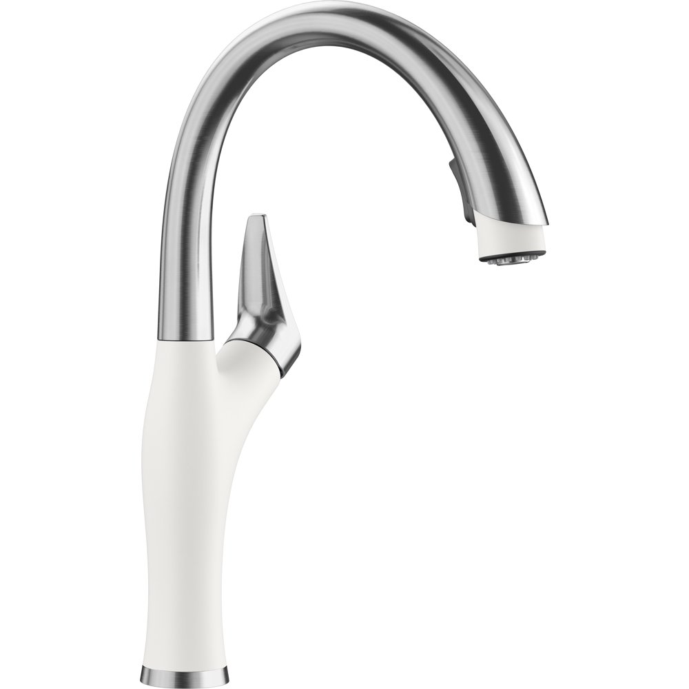 Blanco Artona Pullout Spray Single Hole Kitchen Faucet White/Stainless
