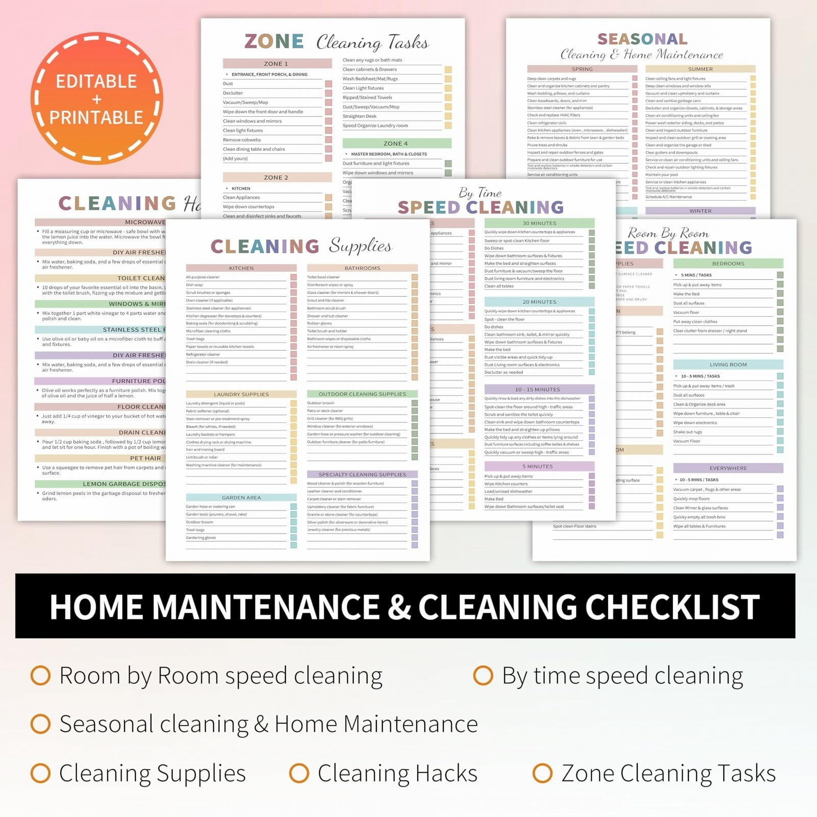 Cleaning Planner & Schedule Checklist Organizer – Daily, Weekly, Monthly & Annual Chore Chart Notebook, Durable Household Management Journal for Home & Family Tasks, Gift-Ready