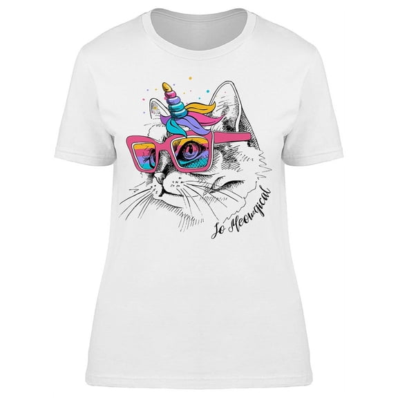 Cute Intellectual Cat T-Shirt Women -Image by Shutterstock, Female Small