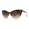 thumbnail image 2 of Womens Half Rim Elegant Metal Brow Designer Cat Eye Sunglasses Tortoise - Brown, 2 of 4