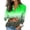 A1142 Green, variant on Button Down Shirt for Women Ombre Gradient Graphic Print Collared Long Sleeve Relaxed Fit Silky Satin Feel Fashion Office Casual Blouse Top