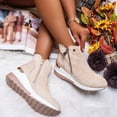 thumbnail image 5 of huanledash Women Round-toe Mid-Calf Wedge Sneakers Double Side Zipper Platform Ankle Boots, 5 of 7