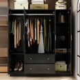 thumbnail image 5 of Timechee  Wardrobe Armoire Wooden Closet with Mirror 4 Doors 2 Drawers Black, 5 of 5