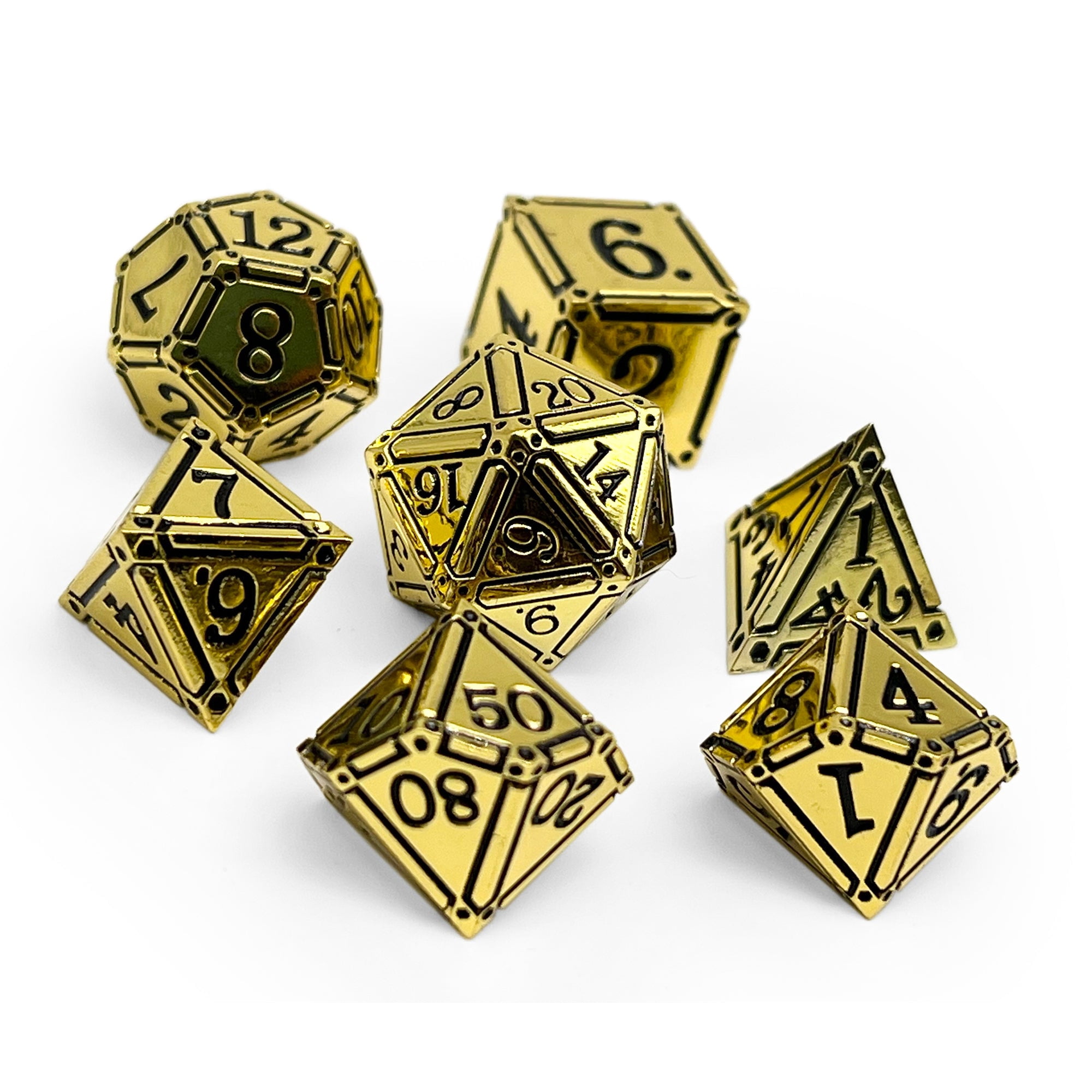 DnD Dice | Ironworks - Ancient Treasures 7 Piece RPG set Alloy Dice | Norse Foundry