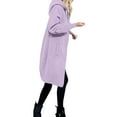 thumbnail image 4 of MaFYtyTPR Women's Sweatshirt Coats Fashion Casual Loose Solid Color Pocket Drawstring Long Sleeved Double Zipper Hooded Jackets Light Purple M, 4 of 5