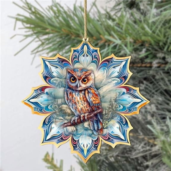 G. Debrekht 8688436-S2 Great Horned Owl Snowflake Wooden Ornaments Set of 2 by G. Debrekht - Nature Wildlife Decor