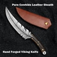 thumbnail image 4 of Qulajoy Viking Knife - 13.8 Inch Full Tang Boning Knife with 8.5 Inch Feather Blade & Leather Sheath - Sharp Hand-Forged 7Cr17MOV Real Carbon Steel, 4 of 6