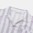 thumbnail image 3 of Camisas Hombre Vestir Camisa informal para hombre, camisa con estampado de rayas, camisa de manga corta con cuello vuelto y un solo pecho, Top holgado a la (Purple, L), 3 of 5