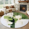 thumbnail image 3 of Abstract Minimalist Round Area&nbsp;Rug 5ft White Green Oil Painting Effect Non-Slip&nbsp;Washable Circle Rugs Soft Felt Indoor Floor Mat for Bedroom Kitchen Living Room Bathroom, 3 of 9