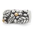 thumbnail image 2 of Auriga Fine Jewelry 925 Sterling Silver and Gold Antiqued Leaves and Flowers Band Ring Size 7 for Women, 2 of 5