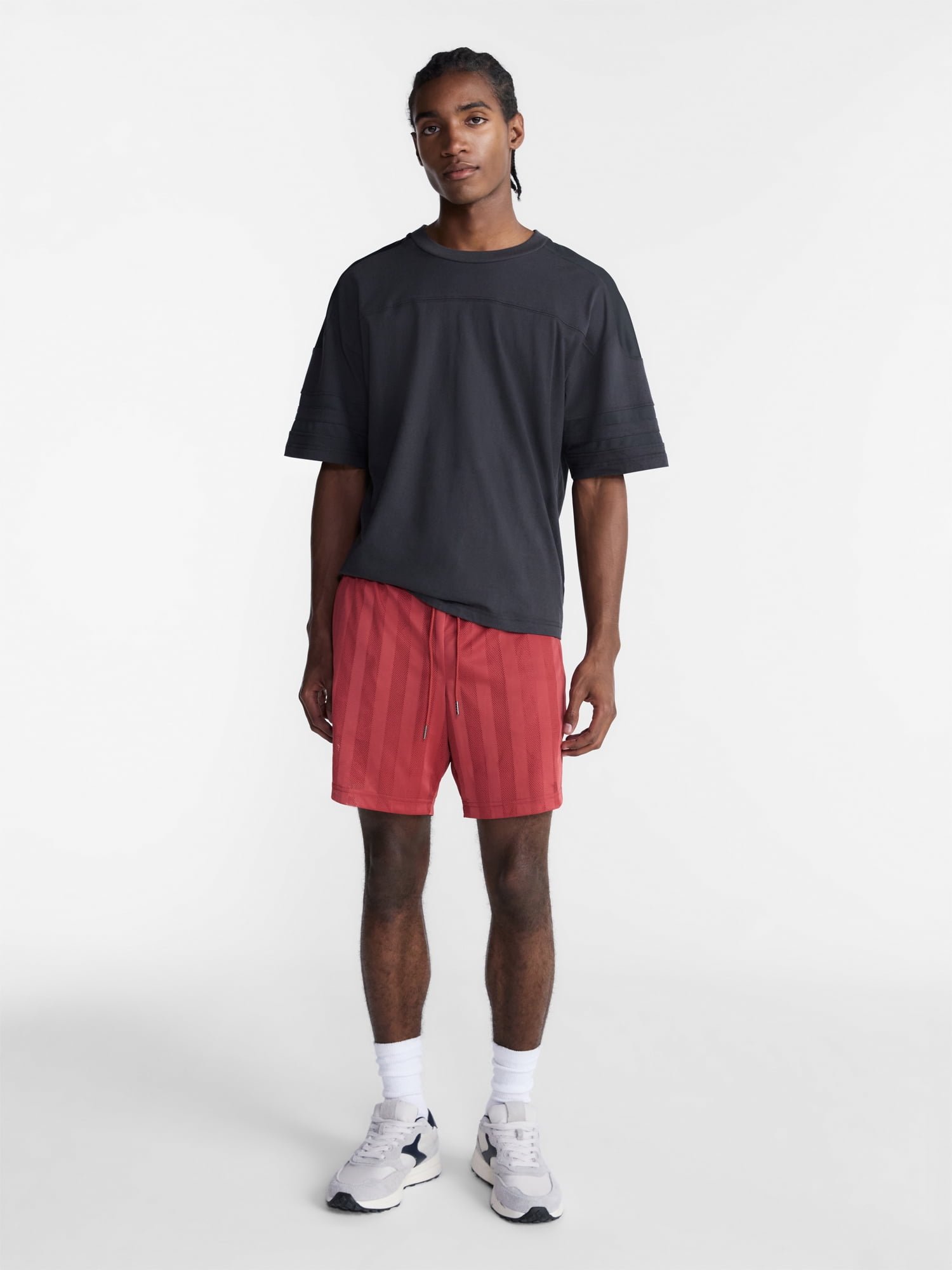 No Boundaries Men's & Big Men's Striped Mesh Shorts, 6.5" Inseam, Sizes XS-5XL