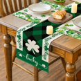 thumbnail image 5 of Black Green Buffalo Plaid Lucky Shamrock St. Patrick''s Day Table Runner, Seasonal Spring Holiday Kitchen Dining Table Decoration for Indoor Outdoor Home Party Decor 13 x 72 Inch, 5 of 6