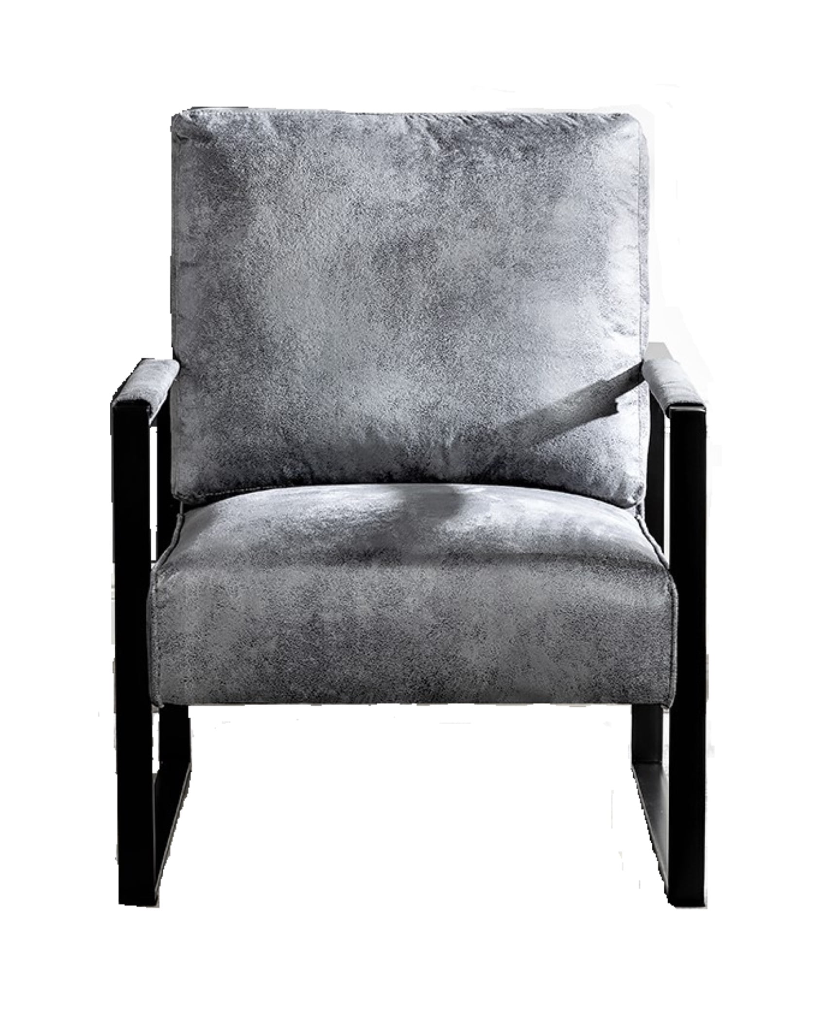 Mintazer Modern Microfiber Accent Chair, Square Metal Frame Lounge Armchair for Living Room Bedroom Office, Grey