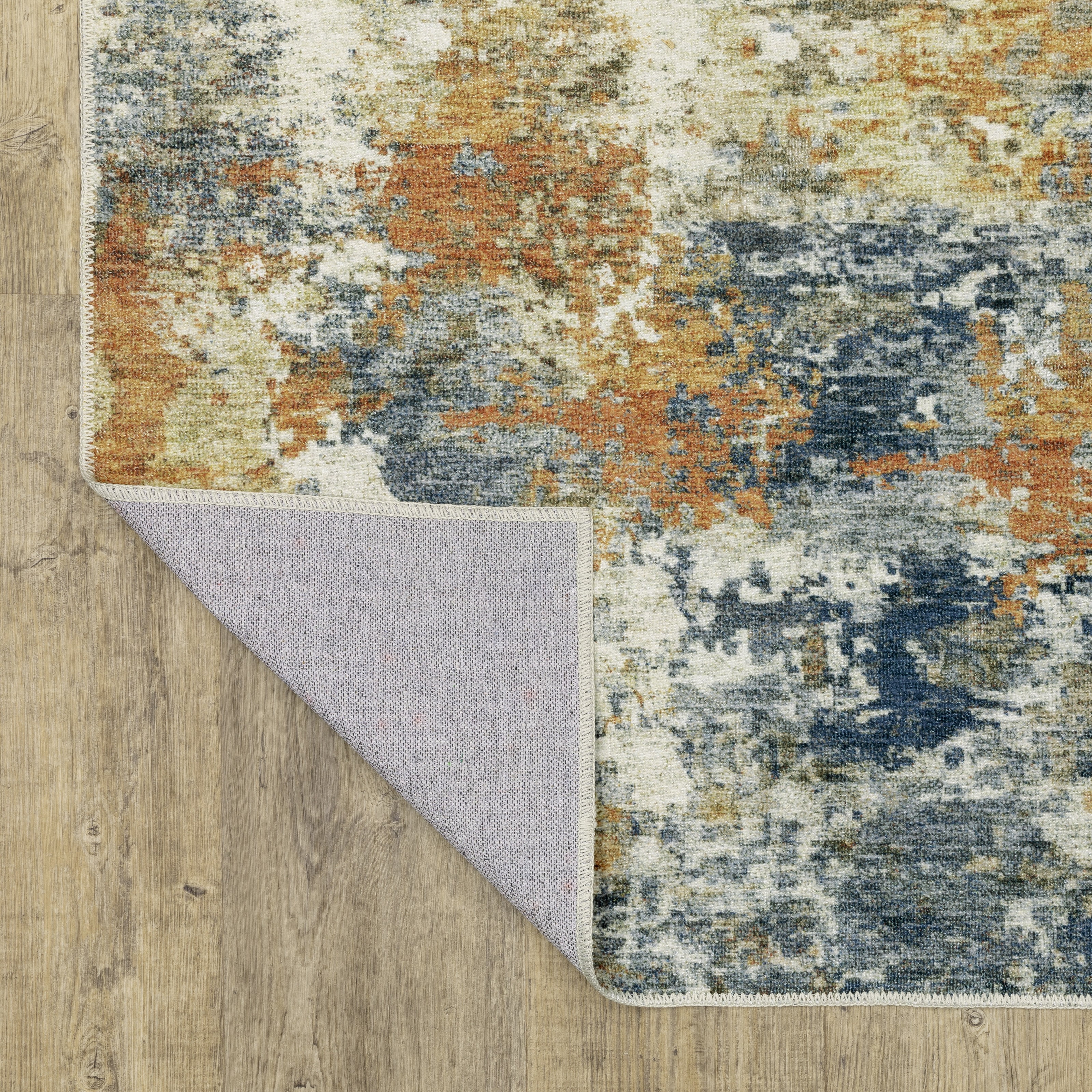 Avalon Home Marlowe Washable Contemporary Abstract Orange/ Blue Indoor Area Rug