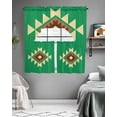 thumbnail image 5 of Green Brown Boho Kitchen Curtains Swag Valance and Tier Curtains Set 36 Inch Length, Country Simple Abstract Ethnic Geometric Rod Pocket Drape Panels Pair Swag Curtains for Bathroom/Cafe/Window, 5 of 6