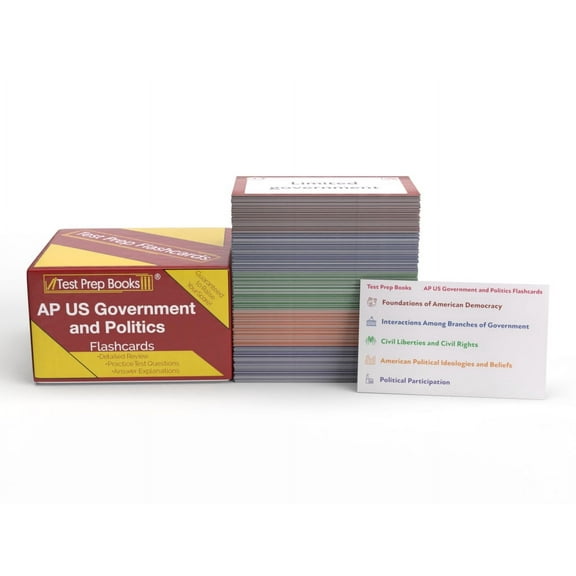 AP US Government and Politics Flashcards 2024 and 2025: AP US Government and Politics Flash Card Study Guide Prep and Practice Questions [Full Color Cards]