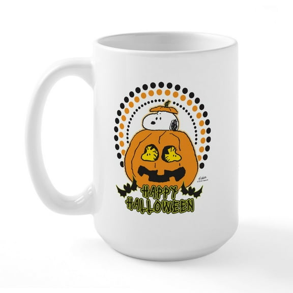 CafePress - Snoopy And Woodstock Pumpkin Mugs - 15 oz Ceramic Large White Nolvety Mug