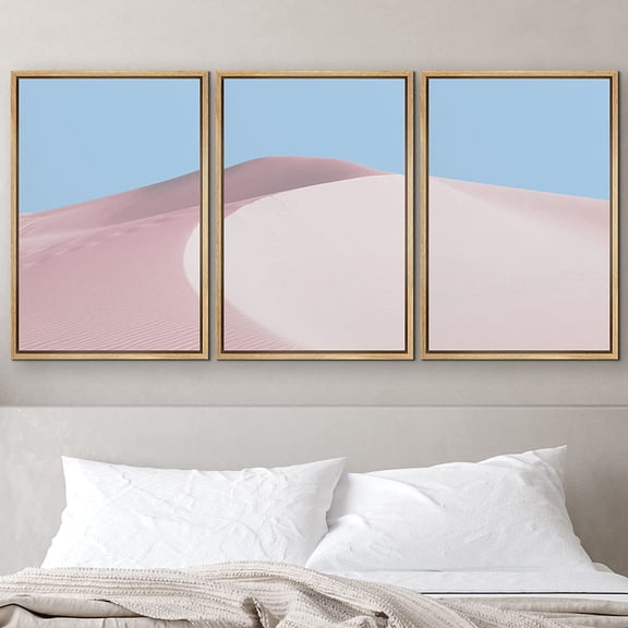 PixonSign Framed Wall Art Print Set Pink Desert Dune Nature Wilderness Photography Realism Southwest Scenic Relax/Calm Multicolor Pastel for Living Room, Bedroom, Office - 16"x24"x3 Natural