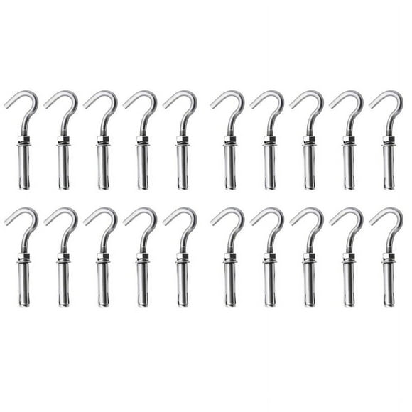 20PCS Concrete Wall Hook, 304 Stainless Steel Expansion Hook Concrete Hook Open Cup Hook Expansion Bolts for Wall (M6)