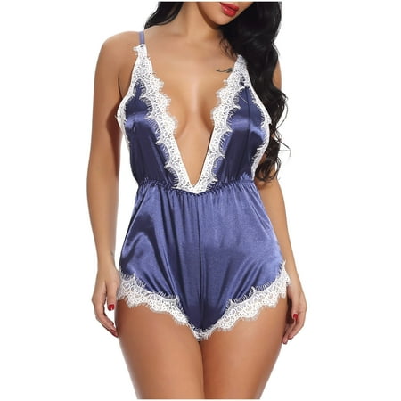 

CALAFEBILA Merry Christmas Sexy Lingerie Deep V Mesh See-through Sexy Pajamas Elastic Sling One-piece
