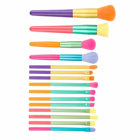 RAGUPEL 15pcs Makeup Brushes Set Synthetic Bristles Colorful Cosmetic Brushes for Eyeshadow Highlight Concealer