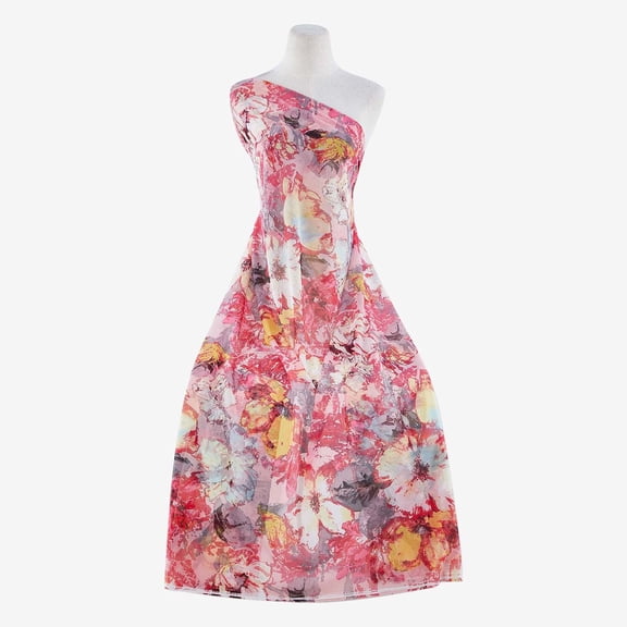 Zelouf Zs1703Fff Print Matte Jersey Chiffon  , Sewing, DIY, Crafts Fabric by the Yard, 385Pink/shrimp, 3 Yard