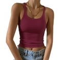 thumbnail image 1 of HSHDLDF Women's Sleeveless Tank Top Form Fitting Scoop Neck Ribbed Knit Basic Cami Shirts, 1 of 7