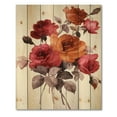 thumbnail image 3 of Designart 'Vintage Red and Orange Roses' Traditional Print on Natural Pine Wood, 3 of 5