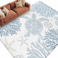 thumbnail image 2 of Blue Sea Turtle Area Rugs 5x7 for Living Room, Coastal Coral Summer Beach Nautical Non Slip Washable Rug Runner, Low Pile Indoor Floor Carpet Mat Bathroom Rugs for Bedroom, Kids Room, 2 of 9