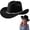 Black, variant on Argulvti Rhinestone Western Cowgirl Hats Fashionable Wide Brim Party Fedora Caps for Women Men