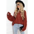 thumbnail image 3 of Pulls Femmes Robe Oversize Manches Longues Sexy hors Épaule Couleur Bloc Pull Pull Tops, 3 of 6