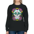 thumbnail image 2 of Floral Sugar Skull Decor Women's Sweatshirt, 2 of 3
