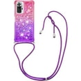 thumbnail image 3 of case for Xiaomi Redmi Note 10 Pro Cute Case with Strap Crossbody Gradient Quicksand Bling Sparkle Flowing Liquid Floating with Neck Cord Lanyard Strap Case for Redmi Note 10 Pro Max LSGS Pink Mauve, 3 of 14