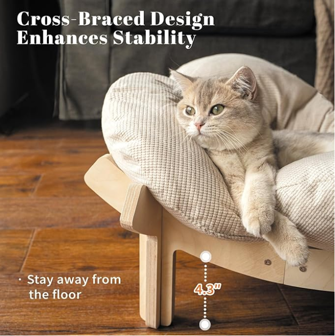 CheerPals Elevated Cat Bed with Wooden Frame photo 6